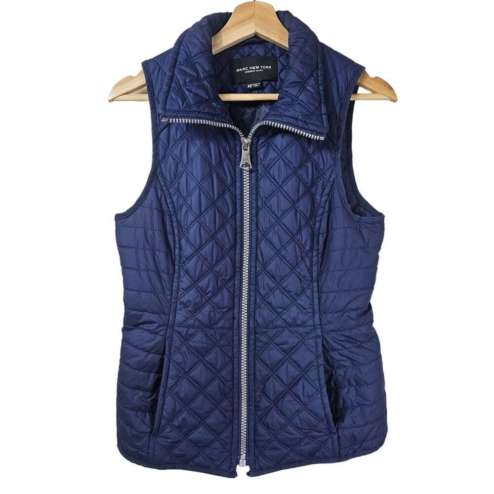Marc‎ New York Quilted Navy Blue Puffer Vest Sz XS Full Zip Outerwear Gorpcore